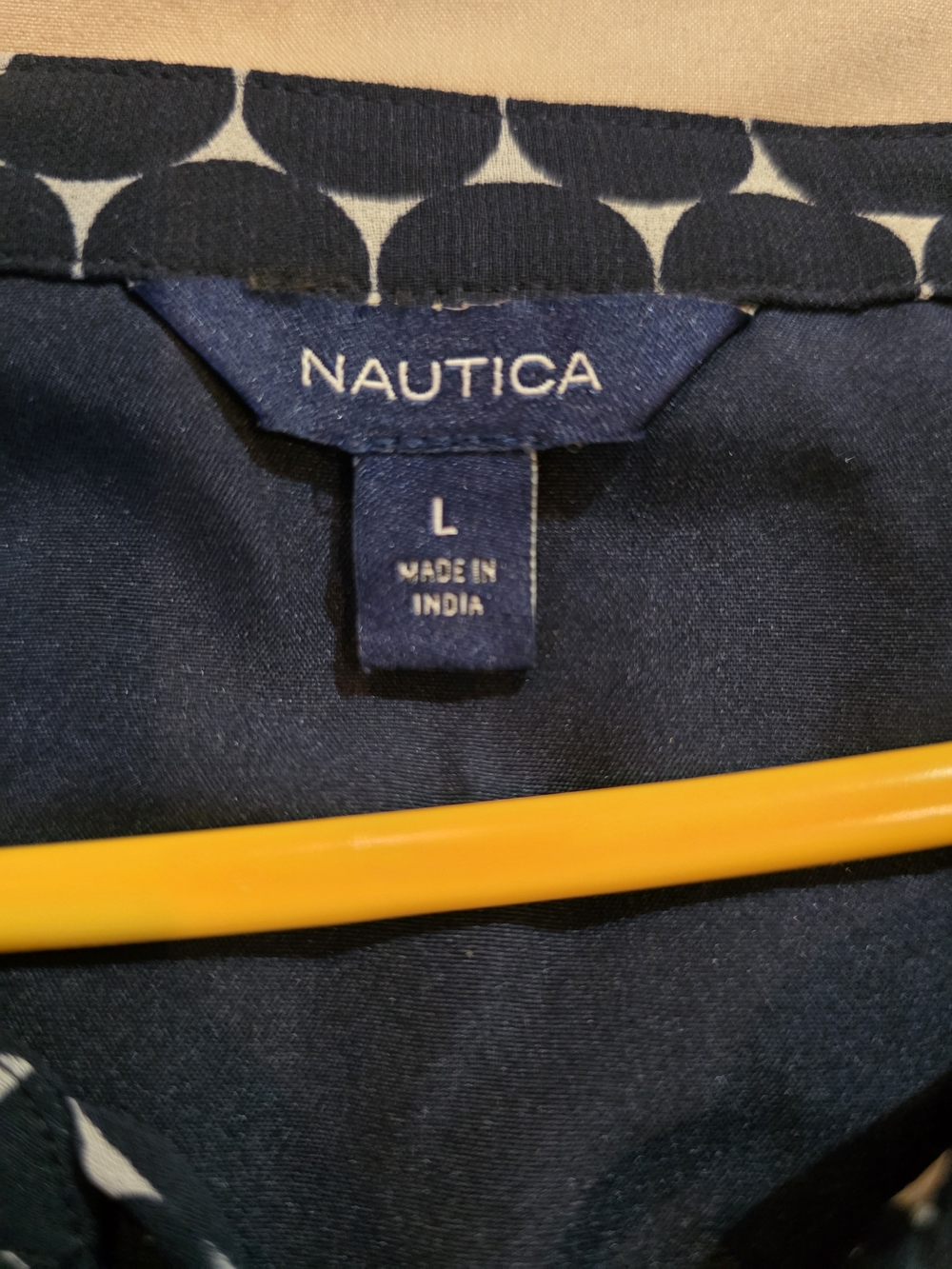 Nautica Women Navy Geometric Ruffle Sleeve Blouse Size L - Picture 12 of 16